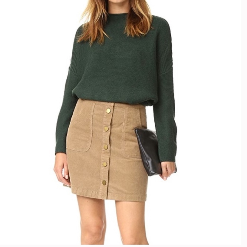 TORY BURCH "LUCITANO" CORDUROY MINI  SKIRT  BEACHWOOD